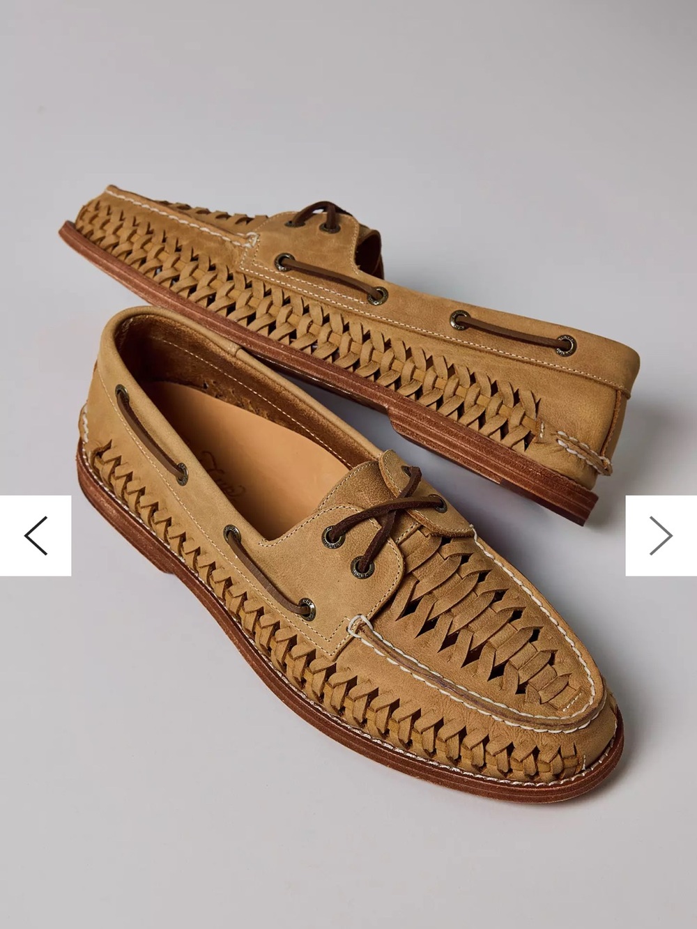 SPEERY gold cup Men's Woven Leather Boat Shoes - Tan! Quality! New! 11.5